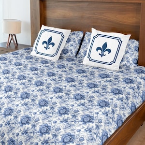 Duvet Cover Blue Floral Duvet French Bedding Grandmillennial Bedding Grandma Chic Comforter Cottage Core Decor Elegant Duvet Victorian