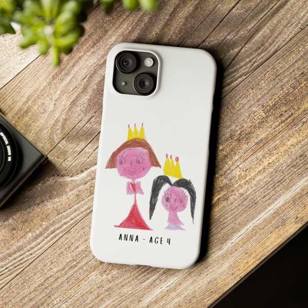 Custom Child's Drawing On Phone Case, Kid's Art Cellphone Case, Personalized iPhone