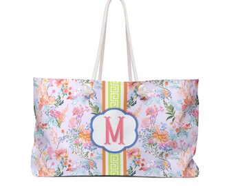 Monogrammed Chinoiserie Mahjong Tote: Personalized Travel Bag