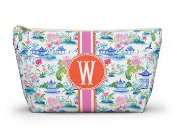 Monogrammed Chinoiserie Mahjong Tile Bag: Personalized Travel Pouch