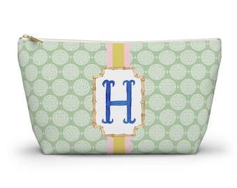 Monogrammed Mahjong Tile Bag: Chinoiserie Cosmetic Pouch