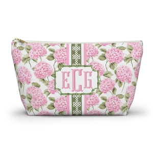 Bolsa con fichas de Mahjong con monograma: Bolsa floral rosa estilo chinoiserie