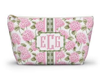 Monogramowana torebka Mahjong Tile: Chinoiserie Pink Floral Pouch