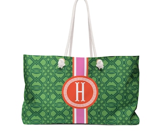 Monogrammed Chinoiserie Mahjong Tote: Personalized Travel Bag