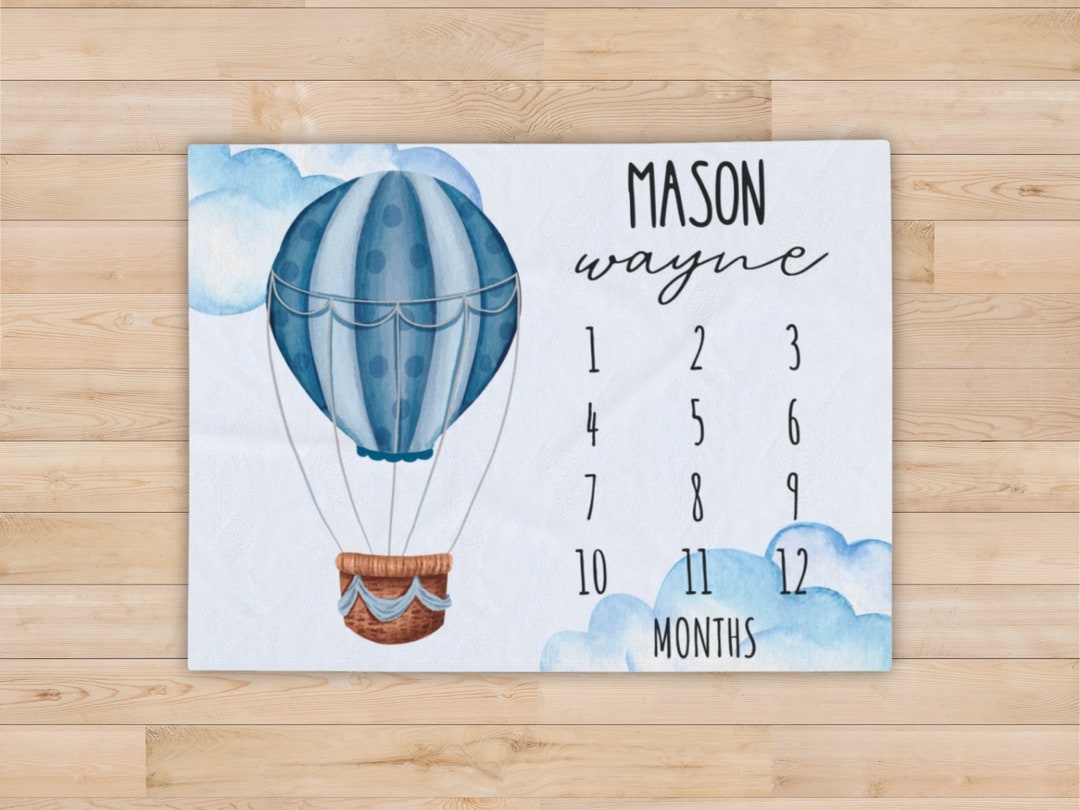 Personalized Hot Air Balloon Baby Milestone Blanket: Growth Tracker - Etsy
