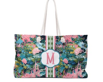 Monogrammed Chinoiserie Mahjong Tote: Personalized Travel Bag