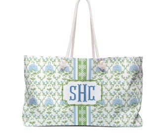 Chinoiserie Mahjong Tote: Monogrammed Travel Bag, Grandmillennial Style