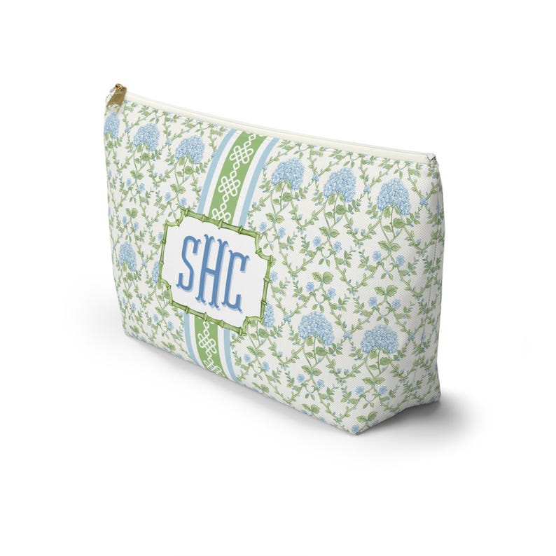 Monogrammed Mahjong Tile Bag: Chinoiserie Cosmetic Pouch image 3
