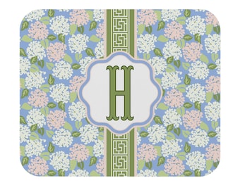 Preppy Floral Mouse Pad: Personalized Monogram Desk Accessory