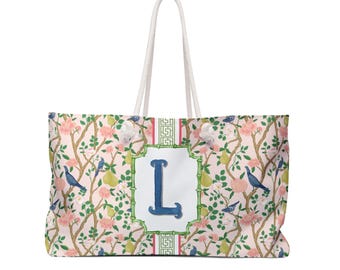 Chinoiserie Mahjong Tote: Monogrammed Travel Bag, Personalized Gaming Carrier