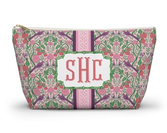 Monogrammed Mahjong Tile Bag: Chinoiserie Floral Pouch