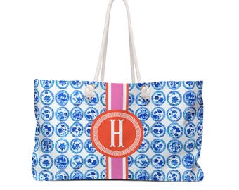 Chinoiserie Mahjong Tote: Personalized Travel Bag, Monogrammed