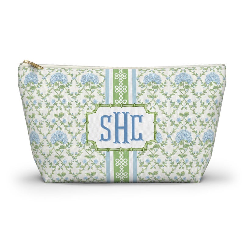Monogrammed Mahjong Tile Bag: Chinoiserie Cosmetic Pouch image 1