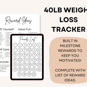 40 Pound Weight Loss Tracker Printable, 40 Lbs, Weight Loss Journal, 40 ...