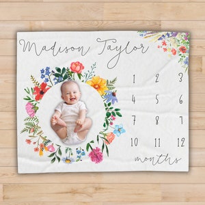 Wildflower Milestone Blanket: Personalized Baby Growth Tracker