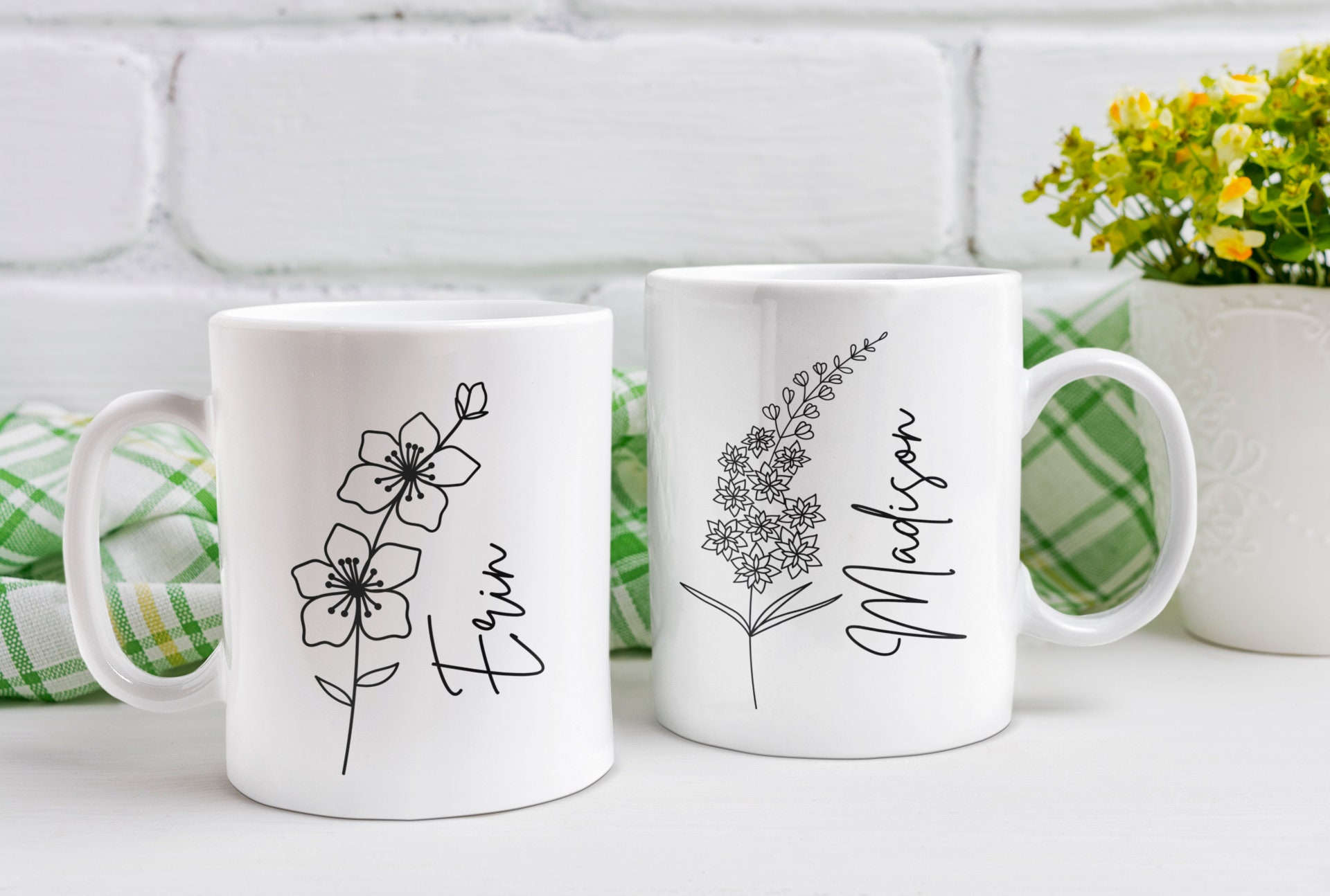 Personalized Mug Birth Flower Mug Custom Mug Birthday Gift Bridesmaid ...