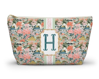 Monogrammed Mahjong Tile Bag: Chinoiserie Cosmetic Pouch