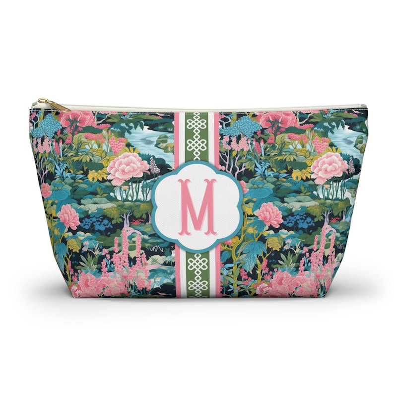 Monogrammed Mahjong Tile Bag: Chinoiserie Travel Pouch image 1