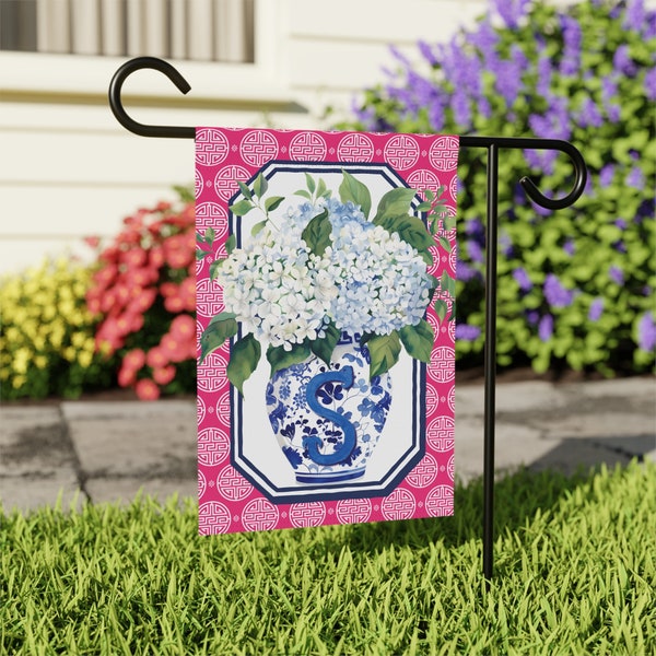 Personalized Flag, Monogram Door Hanger, Custom Porch Sign, Chinoiserie Flags, Floral Ginger Jar, Watercolor Topiary, Preppy Home Decor