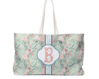 Monogrammed Chinoiserie Mahjong Tote: Personalized Travel Bag