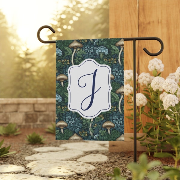 Cottagecore Garden Flag, Mushroom Welcome Flag, William Morris Inspired Outdoor Banner, Personalized Welcome Sign, Custom Porch Decor