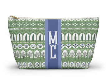 Monogrammed Mahjong Tile Bag: Chinoiserie Cosmetic Pouch, Preppy Travel Gift