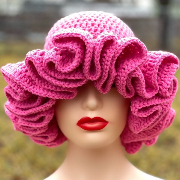 Crochet ruffle hat