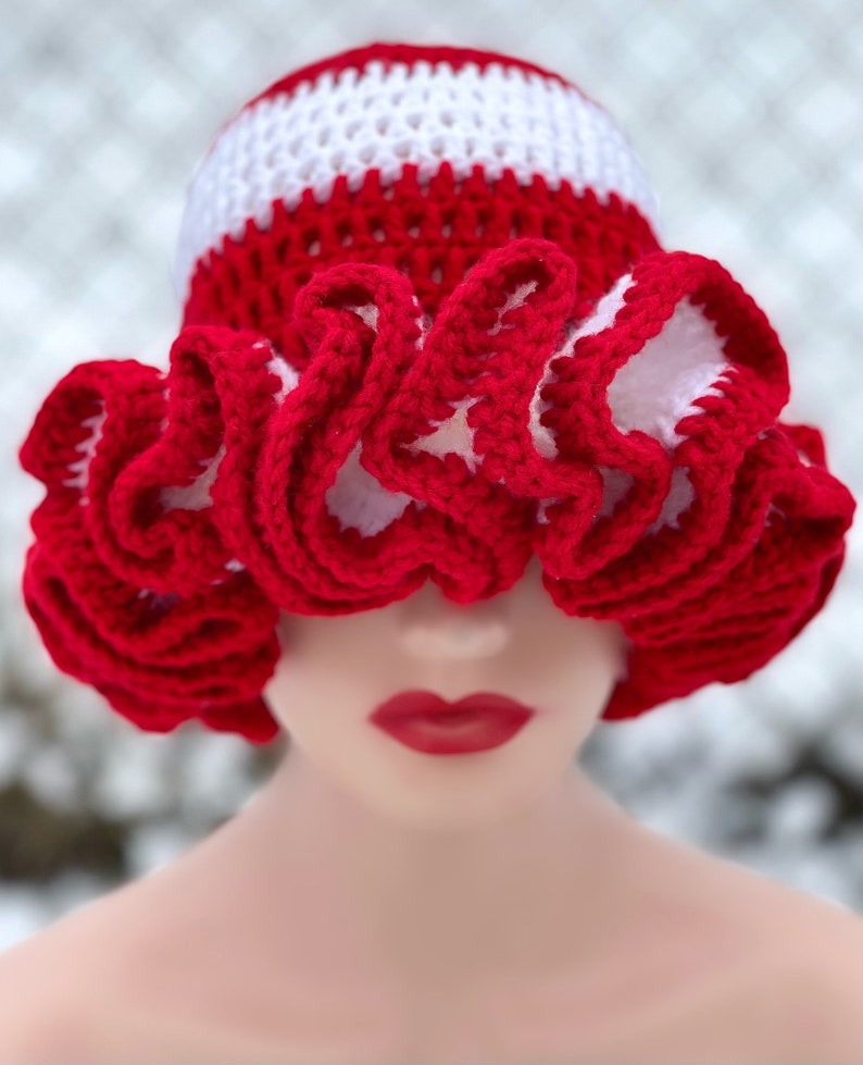 mardi gras crochet ruffle hat