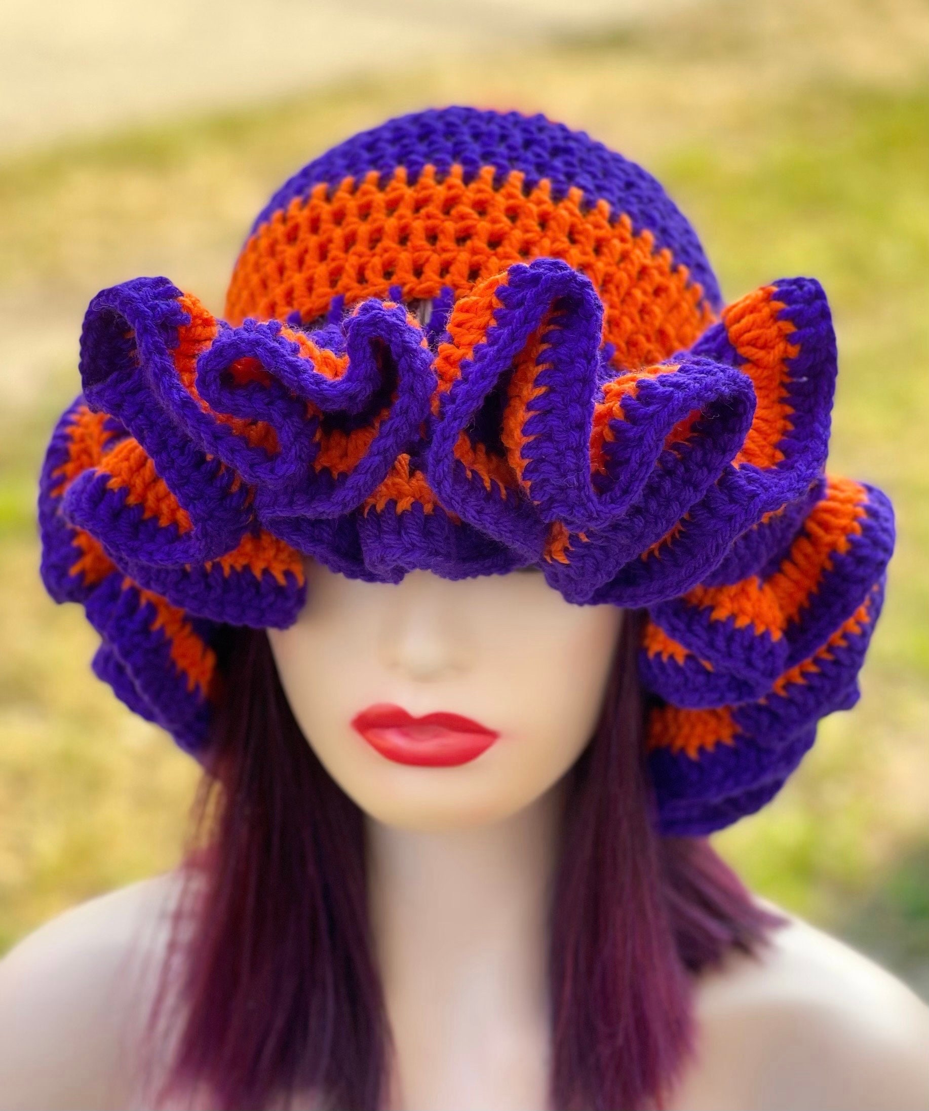 Crochet ruffle hat etsy