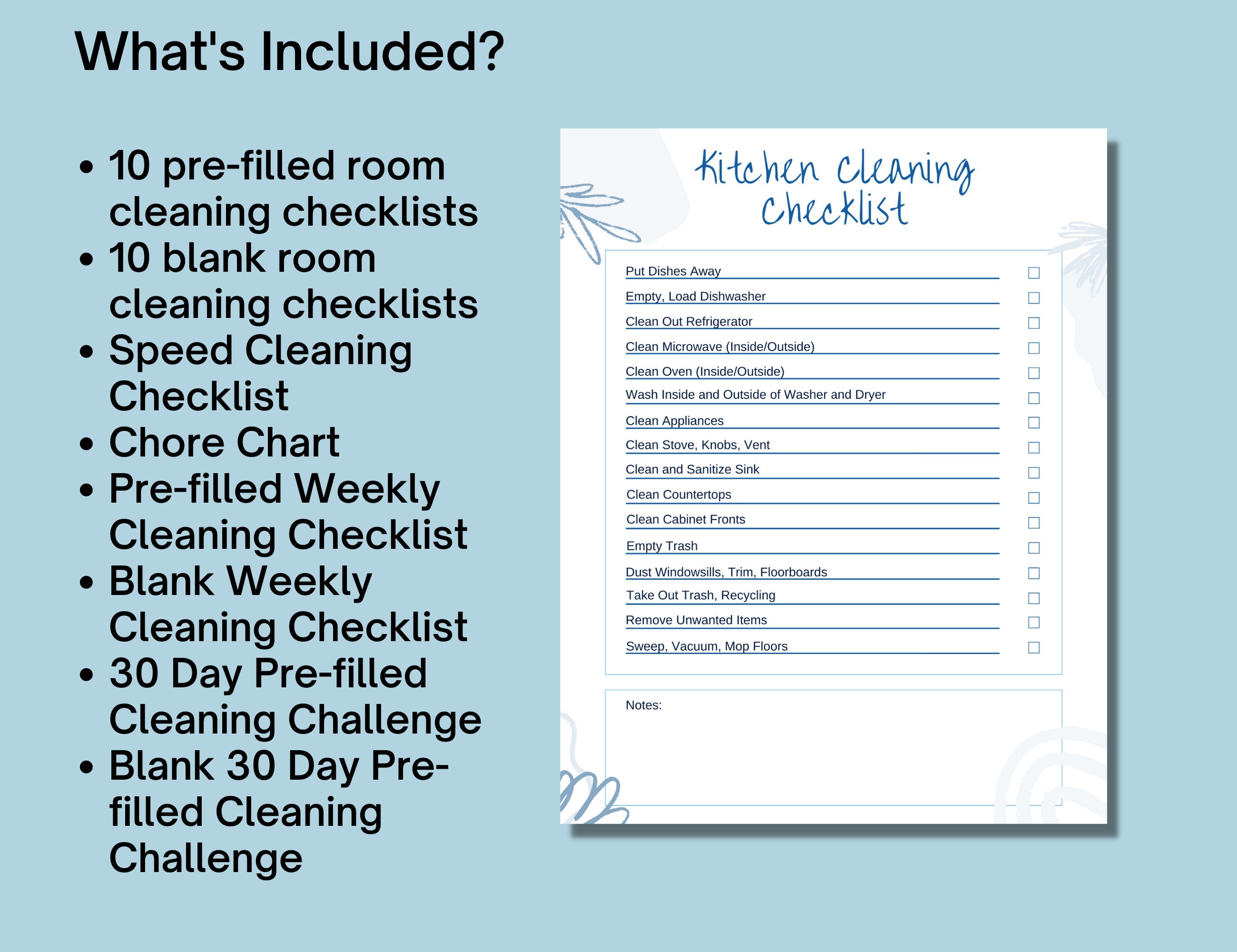 ADHD Editable Printable Cleaning Checklists, Weekly House Chores, Clean ...
