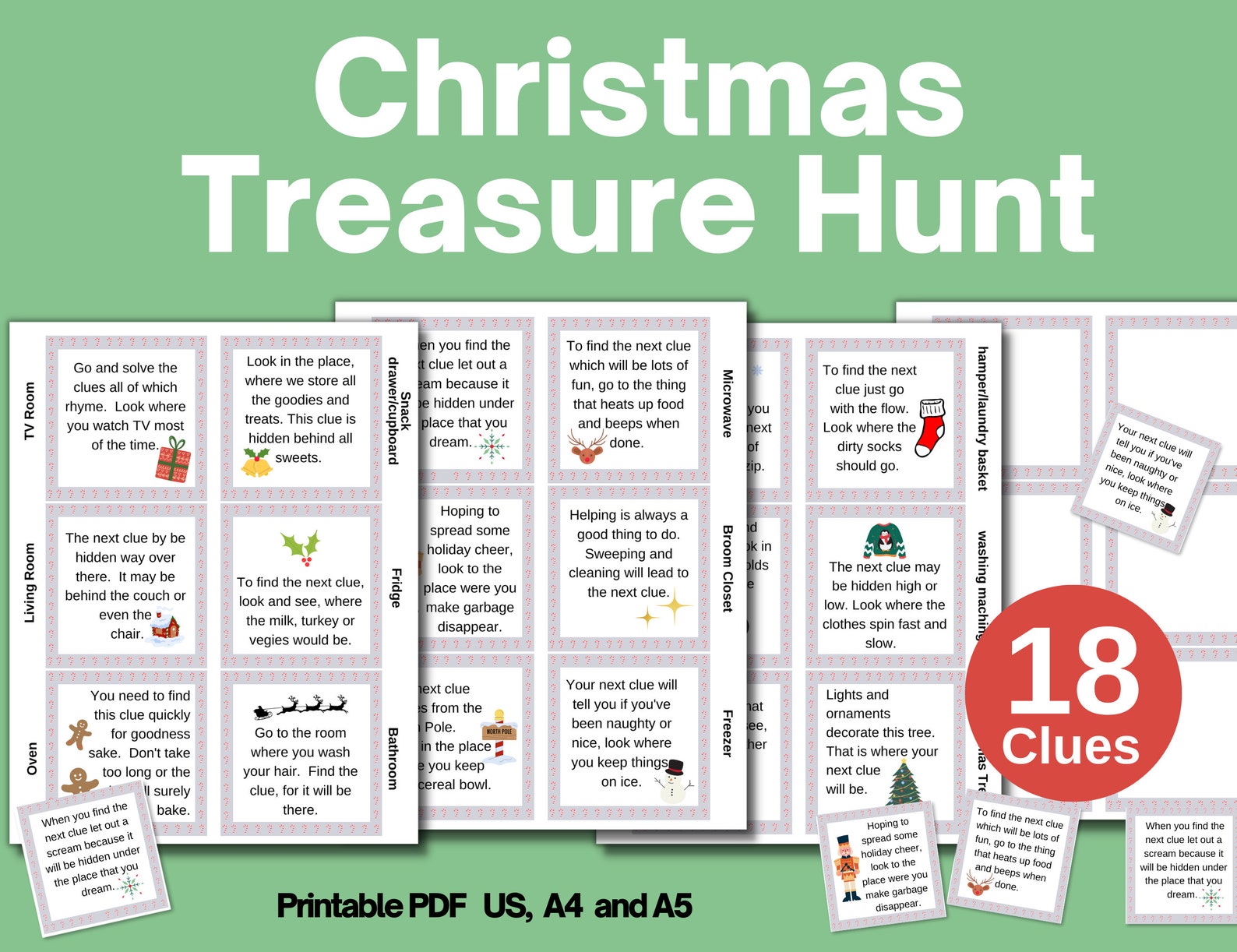 Printable Christmas Scavenger Hunt Cards, Scavenger Hunt Game ...