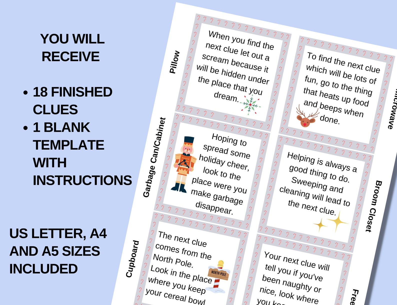 Printable Christmas Scavenger Hunt Cards, Scavenger Hunt Game ...