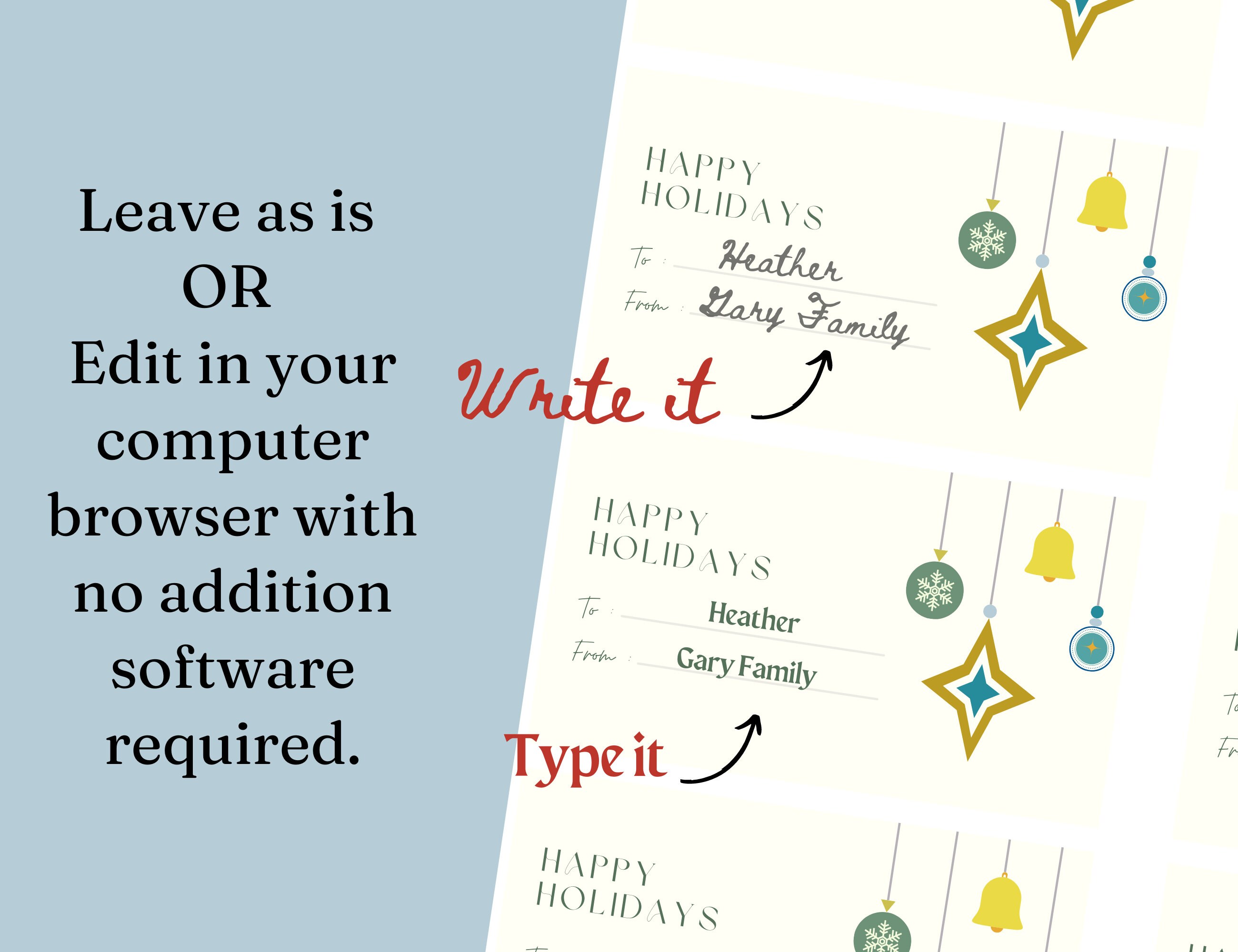 Printable Christmas Tag, Editable Favor Tags, Holiday Gift Tag, DIY ...