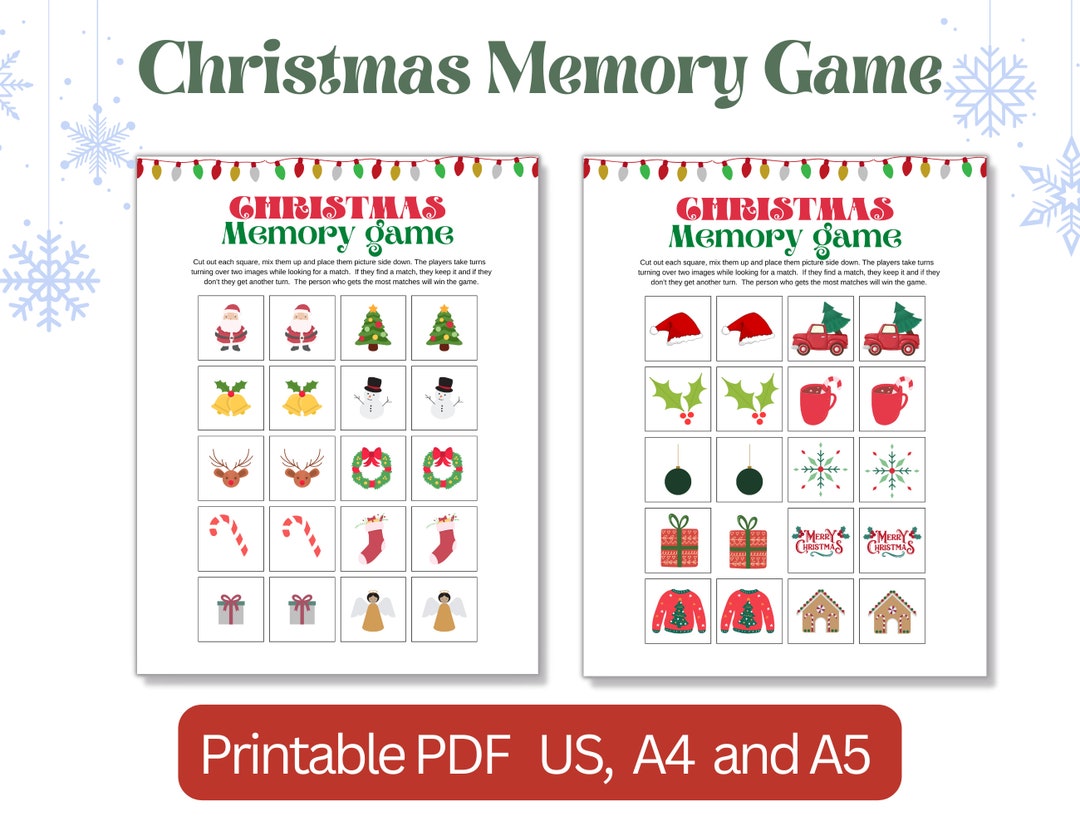 Memory Christmas Game Printable PDF Christmas Party Game - Etsy