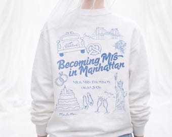 Personalised New York Bride Tshirt or Sweatshirt | Bride To Be Jumper NYC | Custom Wedding Jumper Manhattan Bridal Outfit