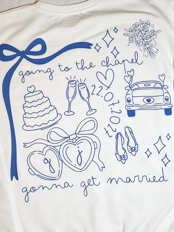 Personalised Bride To Be Sweatshirt or Tshirt • Mrs To Be Jumper with Wedding Icons • Going to the Chapel Bridal Sweater • Engagement Gift