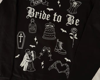 Gothic Bride Sweatshirt Personalised | Alternative Bride Jumper | Bride To Be Shirt | Goth Wedding Gift | Personalised Bridal Jumper