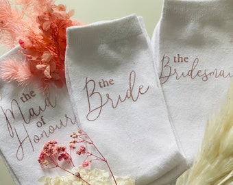Wedding Socks Bridal Socks, Bridesmaid, Maid of Honour, Bride