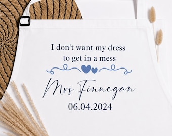Wedding Apron - Dress in a mess, Bride Apron, Messy Bride, Bride Gifts, Personalised Bride Apron, Wedding Day Apron