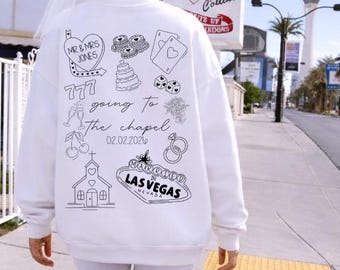 Personalised Las Vegas Bridal Sweatshirt • Vegas Hen Party Jumper • Custom Surname & Wedding Date • Married in Vegas Jumper • Bride Gift