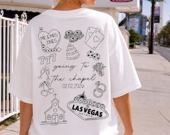 Personalised Las Vegas Bridal T-Shirt • Vegas Hen Party Jumper • Custom Surname & Wedding Date • Married in Vegas Jumper • Bride Gift