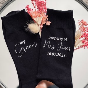 Wedding Socks - my groom, groom socks, property of socks, the groom, gifts for the groom, husband gifts