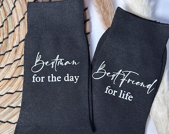Personalised Best Man Socks – Best Friend for the Day Best Friend for Life – Custom Name & Wedding Date – Best Man Gift – Best Man Socks