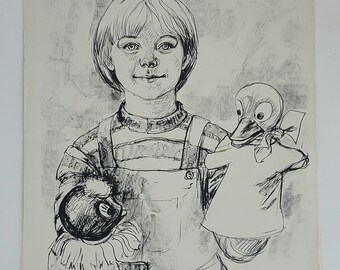 Art print GDR girl with Pittiplatsch Schnatterinchen Berlin Arno Fleischer
