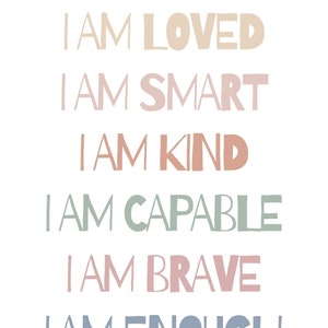 Downloadbare positive Affirmation - Motivation - Regenbogen - Pastell - Kinder Poster, Kinder Poster, Kinder Poster, Kinder Poster