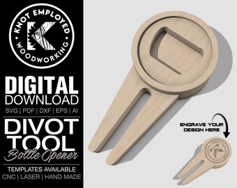 Golf Divot Tool Flesopener | Houten Divot Tool | Bieropener Insert Hardware| Flesopener sjabloon digitale bestanden - Svg Pdf Dxf Eps Ai