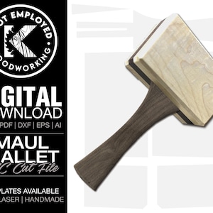 Wood Mallet | Wooden Mallet | Woodworking Mallet | CNC Mallet | Jointers Mallet  | Mallet Template Digital File - Svg Dxf Eps Ai Pdf