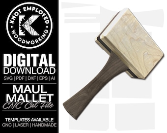 Wood Mallet | Wooden Mallet | Woodworking Mallet | CNC Mallet | Jointers Mallet  | Mallet Template Digital File - Svg Dxf Eps Ai Pdf