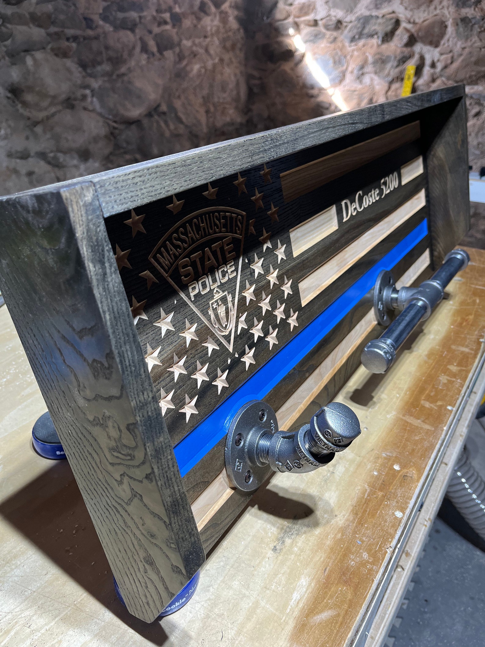 Blue Line Gear Rack Thin Blue Line Gear Rack | Personalized Police Gear Rack | Duty Belt ...