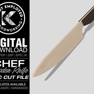 Chef Knife | CNC Wood Knife | Cake Knife | Wedding Cake Knife | Anniversary Gift  | Wood Knife Template Digital Files - Svg Dxf Pdf Eps Ai